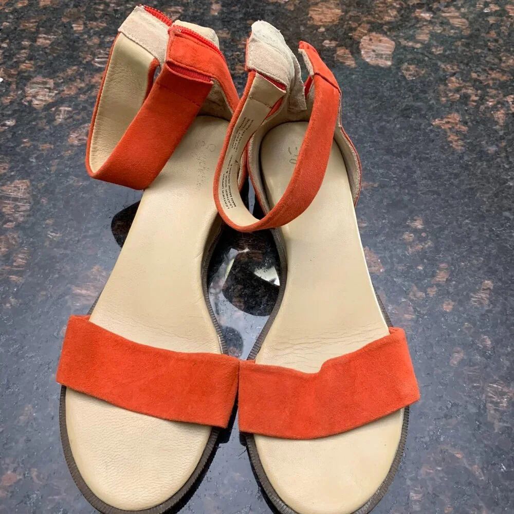 Women's wedge heel, red/orange